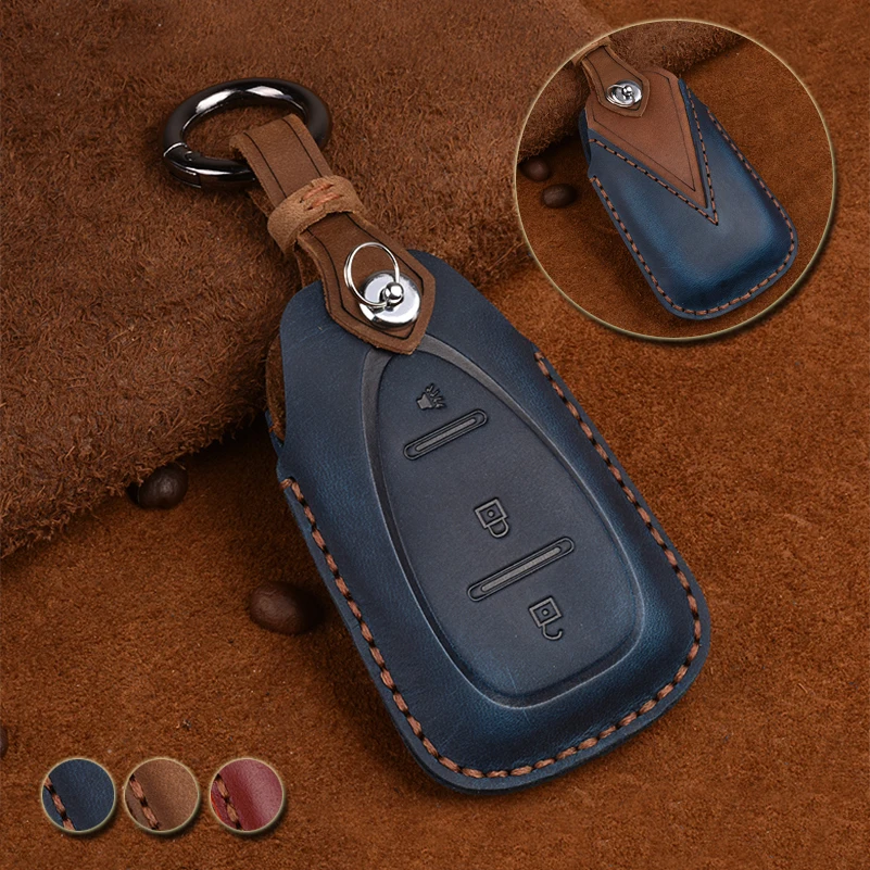 Genuine Leather Smart Key Fob Case For Chevy Camaro Malibu Cruze Spark Volt Bolt | Автомобили и мотоциклы