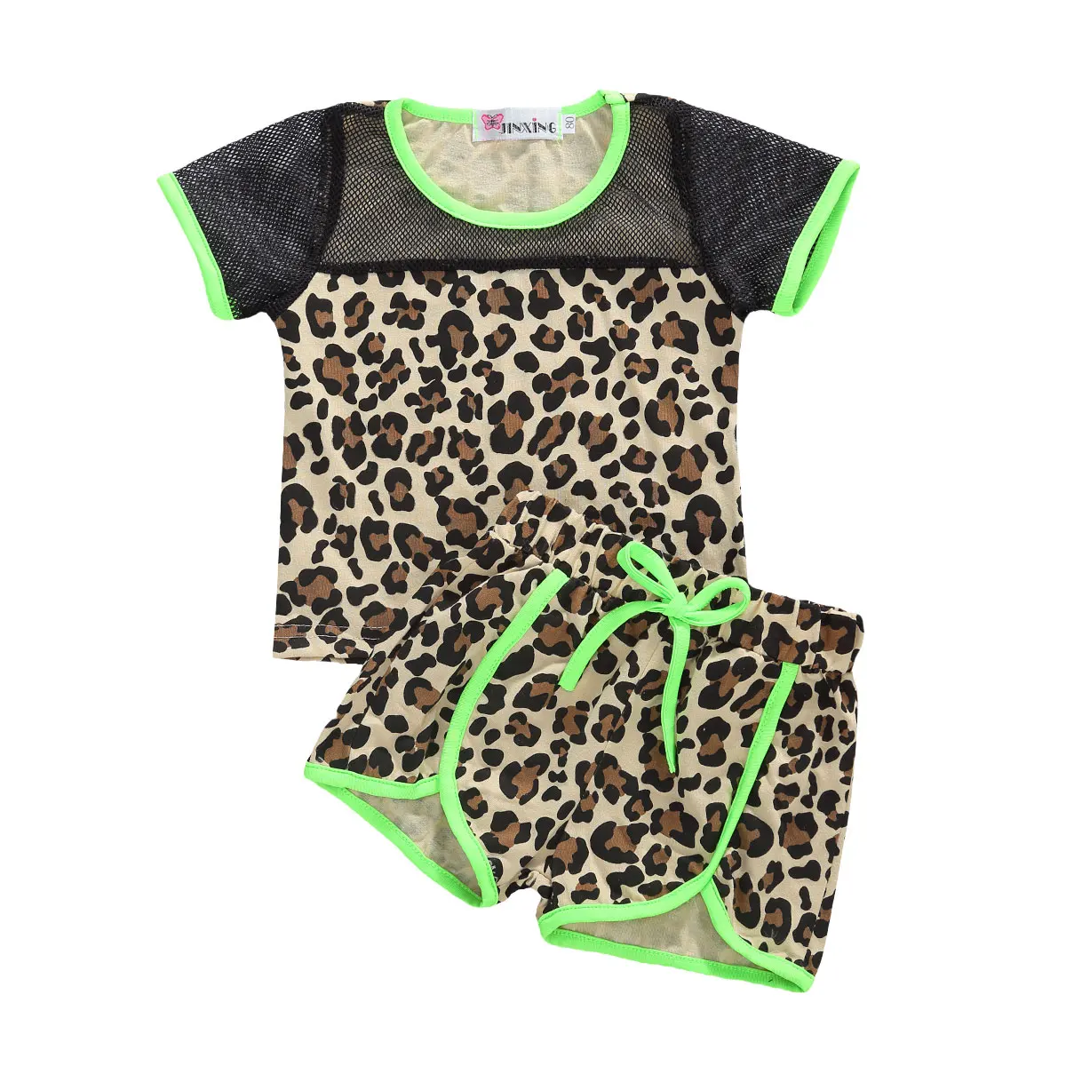 От 6 месяцев до 5 лет комплекты с леопардовым принтом неоново-зеленого цвета Новая