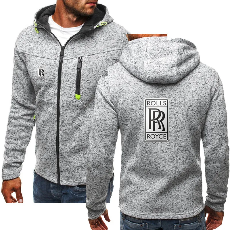 

2021 Rolls Royce car logo brand camouflage pocket hooded wool cardigan jacket men's hooded sports pullover