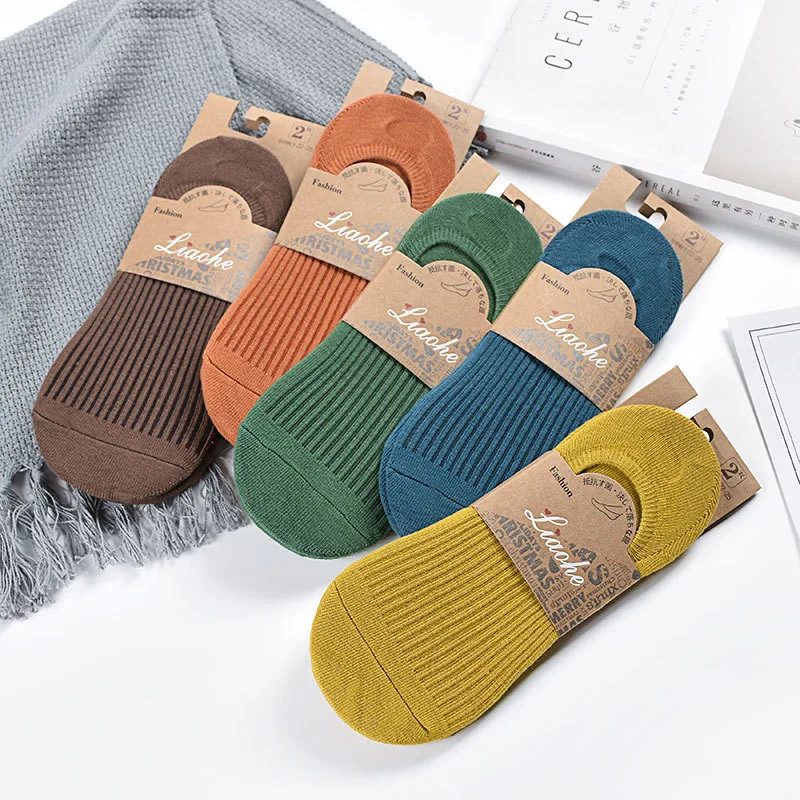 

Five Pairs Breathable Socks Men Women Non-slip Casual Solid Spring Summer Cotton Soft Thin One Size Sock Slippers Quick Dry 2021