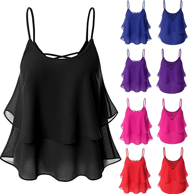 Майка Celmia женская с оборками повседневный пикантный прозрачный шифоновый топ