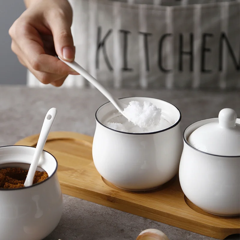 

Simple Ceramic Seasoning Pot Seasoning Bottle Set Seasoning Box Seasoning Box Salt Shaker Seasoning Bottle Pot Household Spice