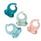 Детский нагрудник, платок еды, однотонная Регулируемая пряжка, мягкий передний карман, обеденная одежда 4-6 м