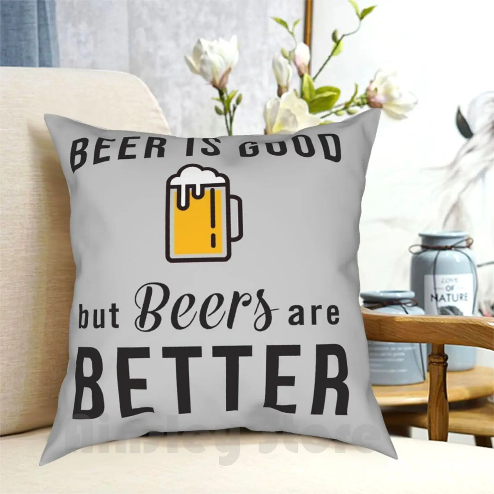 Пиво хорошее но Чехол Подушка с принтом пива лучше мягкая подушка для дома