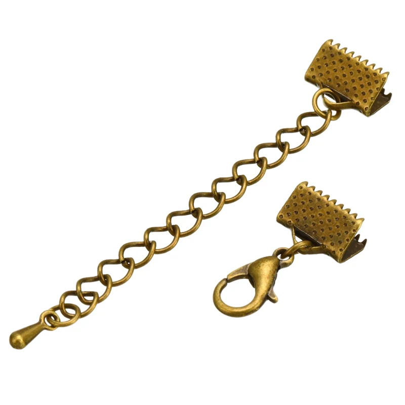 10 шт./компл. кожаный шнур конец застежки браслет из застежек удлинитель колье на