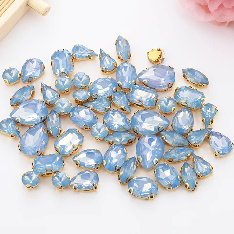 RESEN Стразы для одежды 50 шт., смешанные формы, синий опал