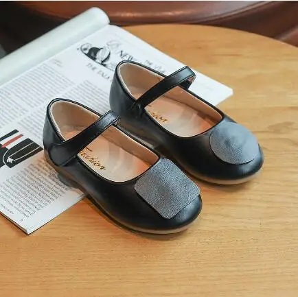 SZ071Black Классическая кожаная обувь для девочек; обувь принцессы на плоской подошве для начальной школы; простая однотонная обувь с мягкой подошвой для маленьких девочек; SZ071 - Цвет: SZ071Black