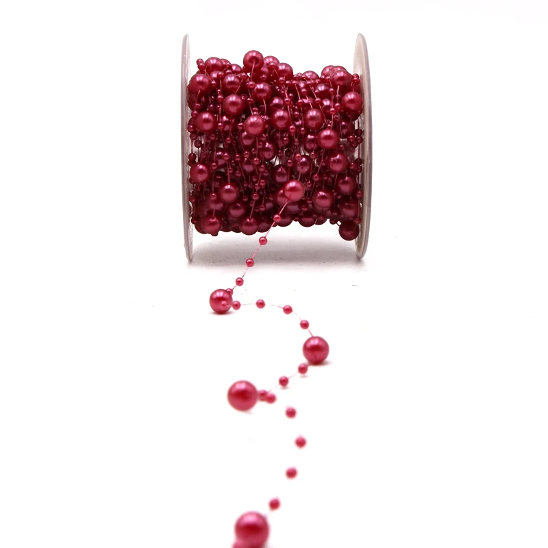 Berry Red-670 5 м/15 м леска искусственная цепочка с жемчужными бусинами гирлянда цветы Свадебная вечеринка украшения невесты головные Уборы много цветов - Цвет: Berry Red-670