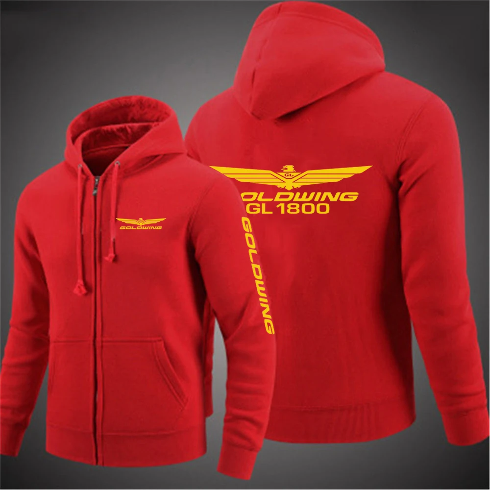 

New Men's Hoodie Honda Car Gold Wing Print Zipper Hoodie Sweatshirt Fashion Pullover Autumn Winter Fleece Warm Men Clothing Coat