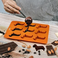 creative silicone dachshund puppy shaped ice cube chocolate cookie mold diy candy ice tray cake decorating kitchen baking tools