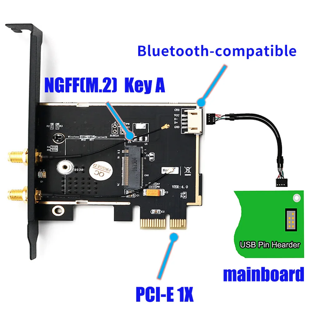 802 11 AC A/B/G/N/AC 7265 модуль к PCI-E 1X Настольный Wifi адаптер карты BT4.0 AC1200 2 4 ГГц-300