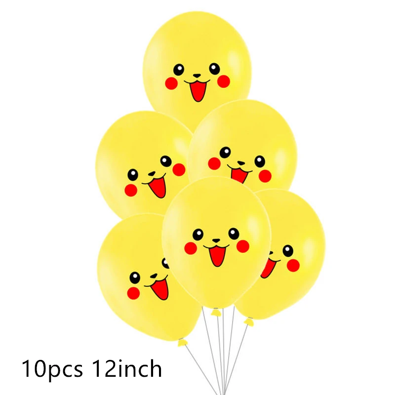 10pcs 12inch Новые воздушные шары Пикачу pokemon go, праздничные вечерние шары с днем рождения, праздничные украшения для детей, подарок для мальчиков, Мультяшные игрушки - Цвет: 10pcs 12inch