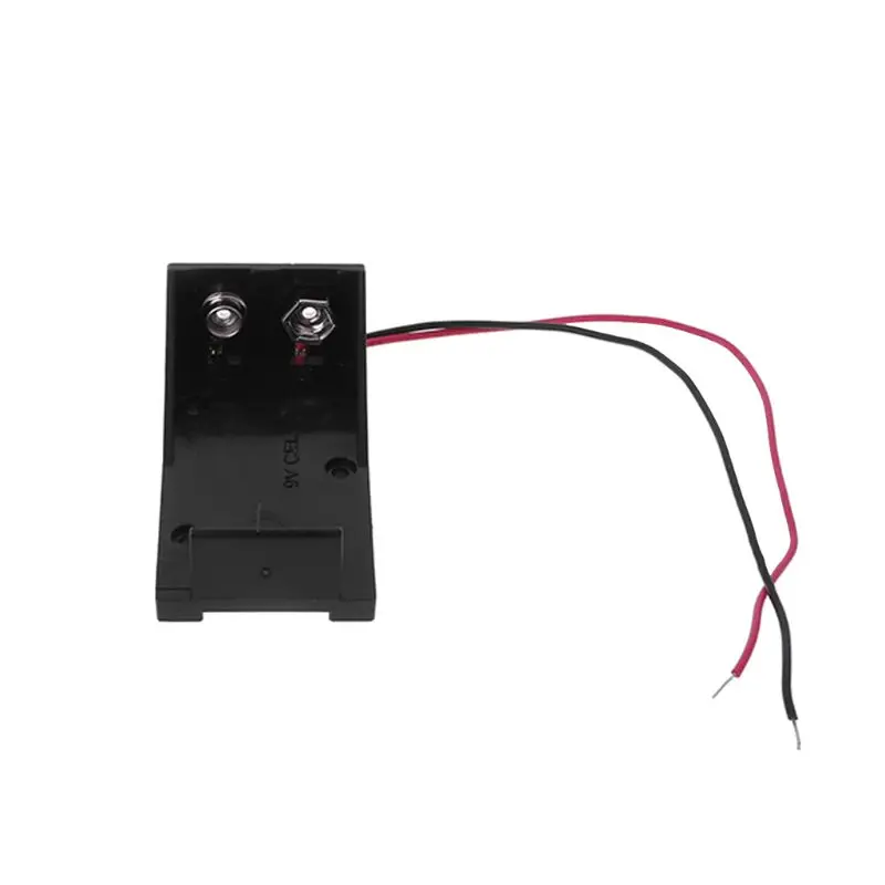 

Battery Holder Case 9V Cell Carbon Storage Box Two Wire Lead Spring Clip DIY Plastic Batteries Container Connecting Solder E56B