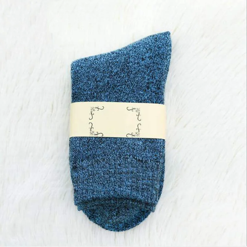 dark blue Зимние носки для девочек утепленные Термальность шерстяные носки женские тапки кашемир зимние сапоги выше колен; эластичная женская обувь плотные махровые тапочки носки для сна - Цвет: dark blue
