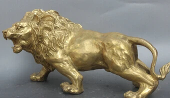 Бесплатная доставка &lt13 &quotКитайская народная фэн-шуй латунь свирепый лев статуя