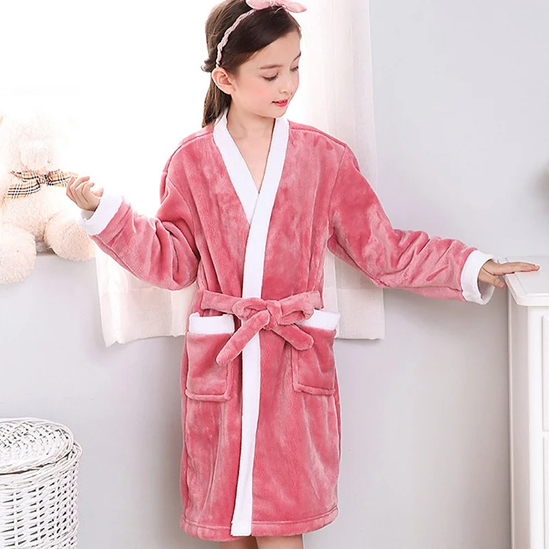 Фланелевые банные халаты для детей модная одежда сна мальчиков и девочек детские