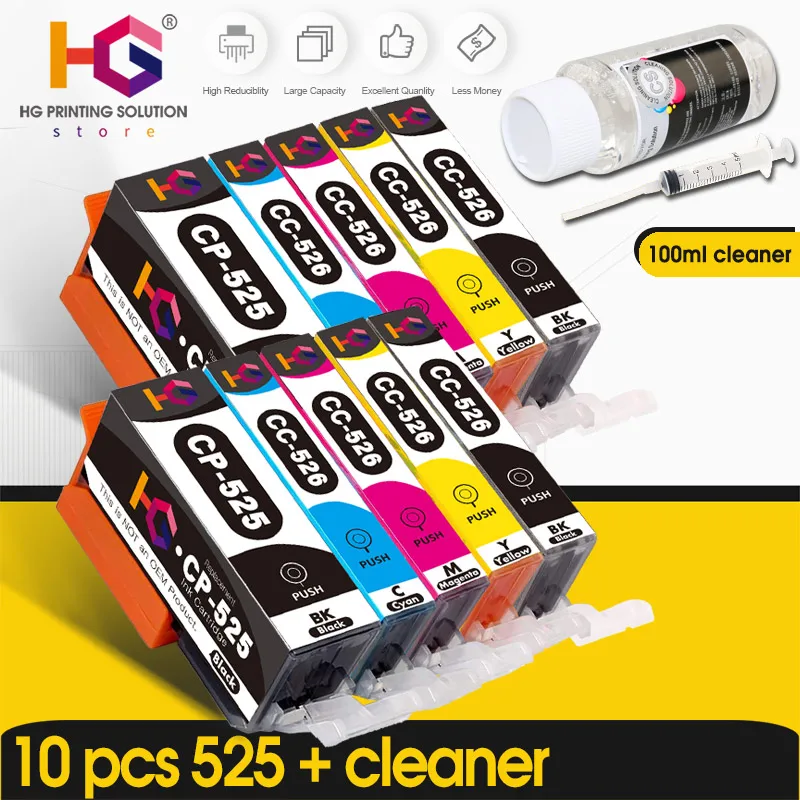 

2 набора + Очиститель 100 мл PGI-525 PGI525 для Canon PIXMA IP4850 IP4950 IX6550 MG5150 MG5250 MG5350, чернильные картриджи для принтеров