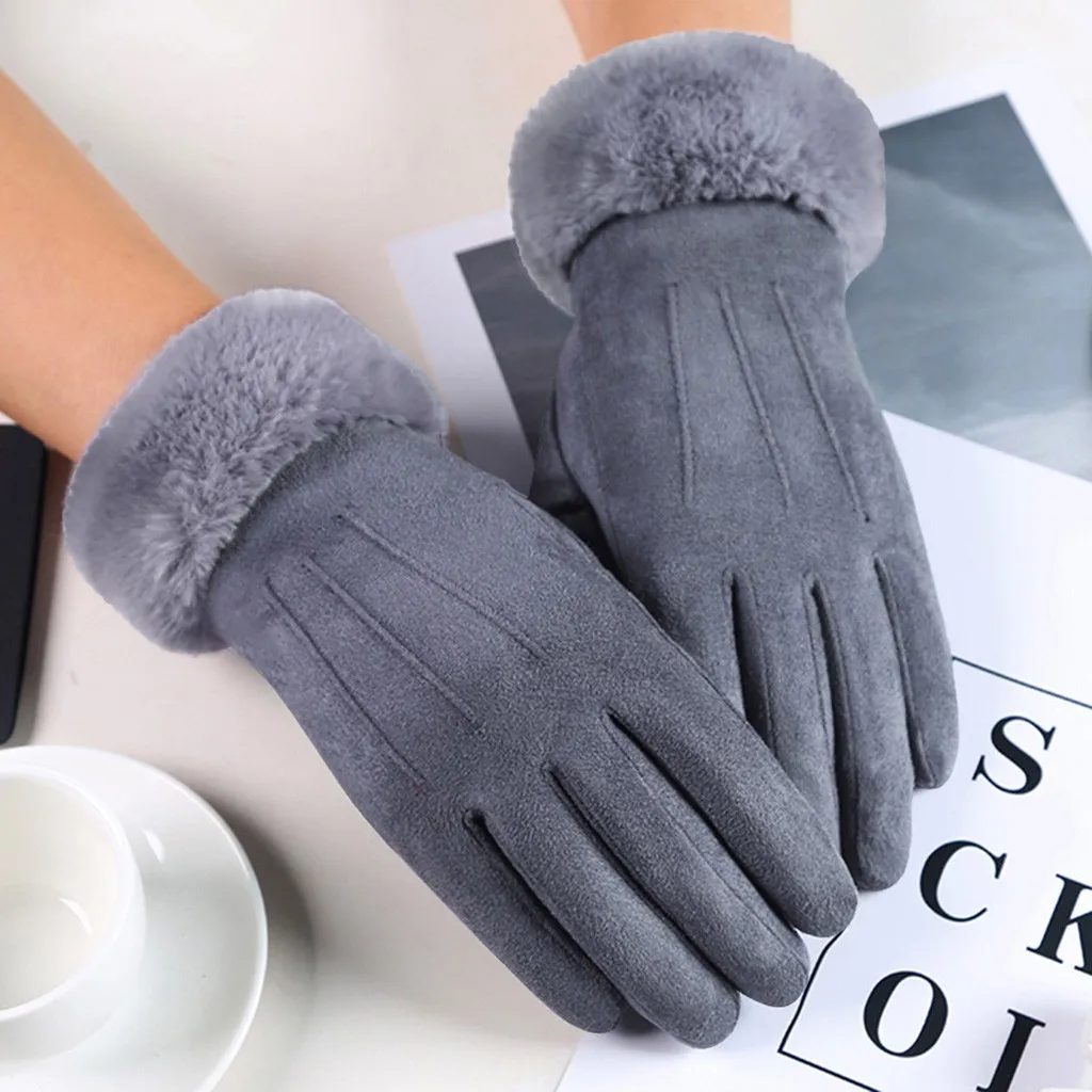 

Women's Gloves Plus Velvet Keep Warm Touch Screen Gloves Full Finger In Autumn Winter Windproof Mittens Cycling Glove 2021