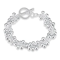 925 sterling silver fashion luxury ball round charm bracelet women bangles chain wedding lucky jewelry gift