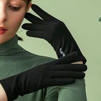 winter women touch screen gloves embroidery full finger warm driving gloves simple and stylish solid color hand gloves