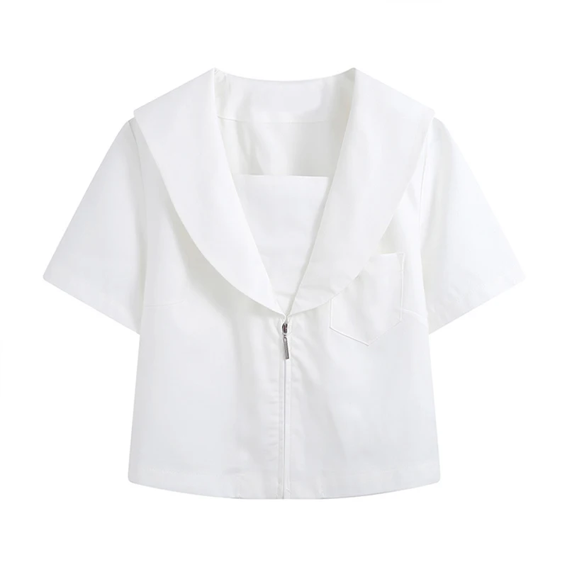 

Japanese School Women Blouses Shirts White Short Sleeve 2021 Summer Tops Female Clothing JK Sailor Suit Business Work Uniform