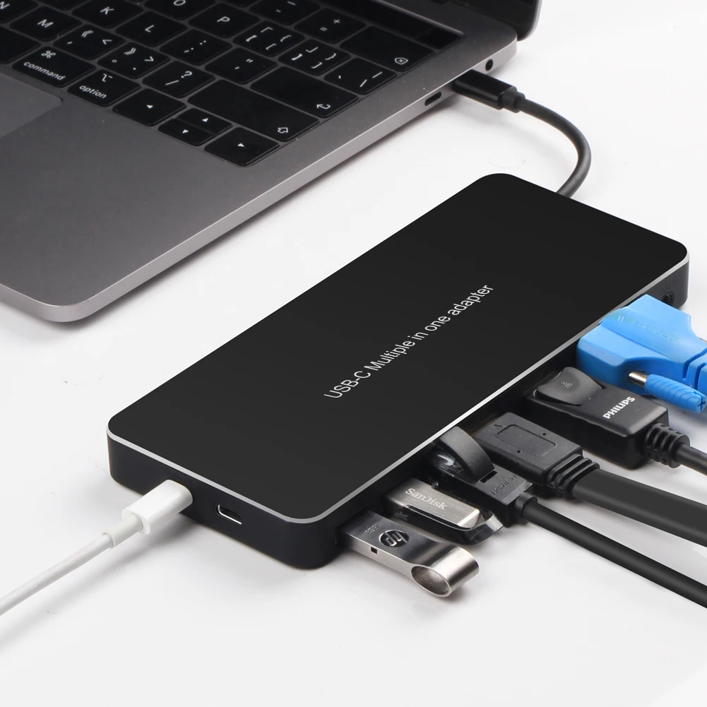 9 в 1 USB C концентратор тип-c для аудио VGA DP HDMI RJ45 Vision USB3.0 9 в 1 удлинитель концентратор конвертер док-станция для Macbook S8 Dex