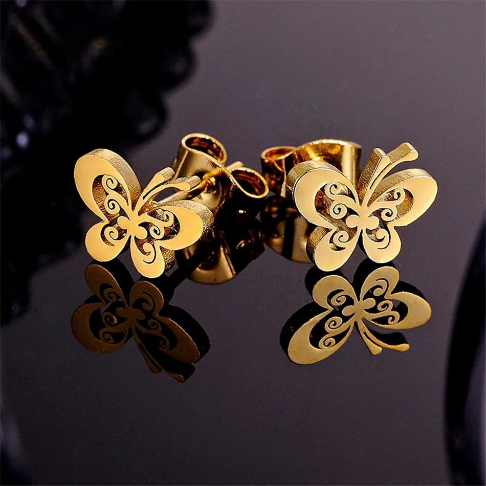 Модные серьги в форме насекомых полые бабочки золотого цвета ювелирные изделия