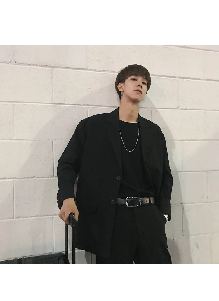 European Autumn Men Blazer Black Oversized Blazer Masculino Casual Men Blazer hombre