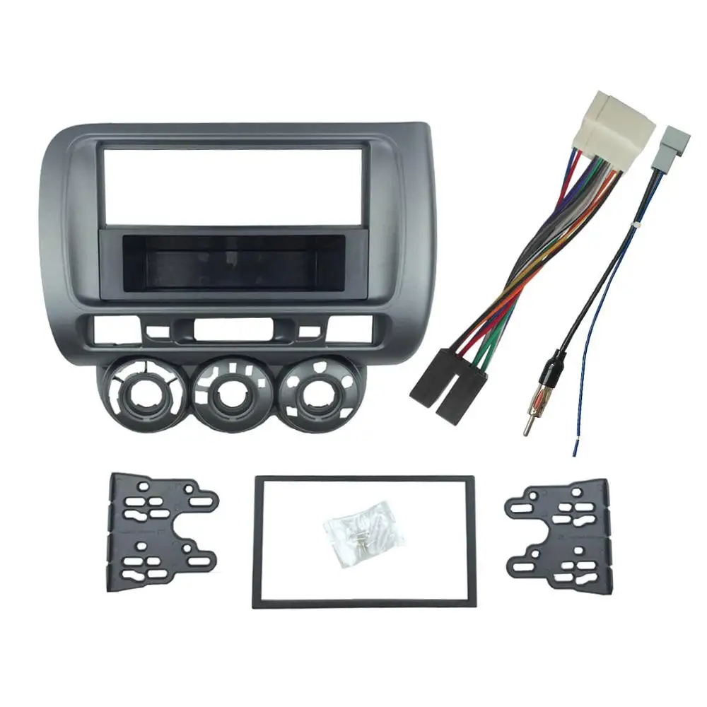 left wheel 1 din ISO Радио панель для Honda Jazz City один двойной Din DVD стерео компакт-дисков Панель крепление Установка отделка комплект рамка - Название цвета: left wheel 1 din ISO