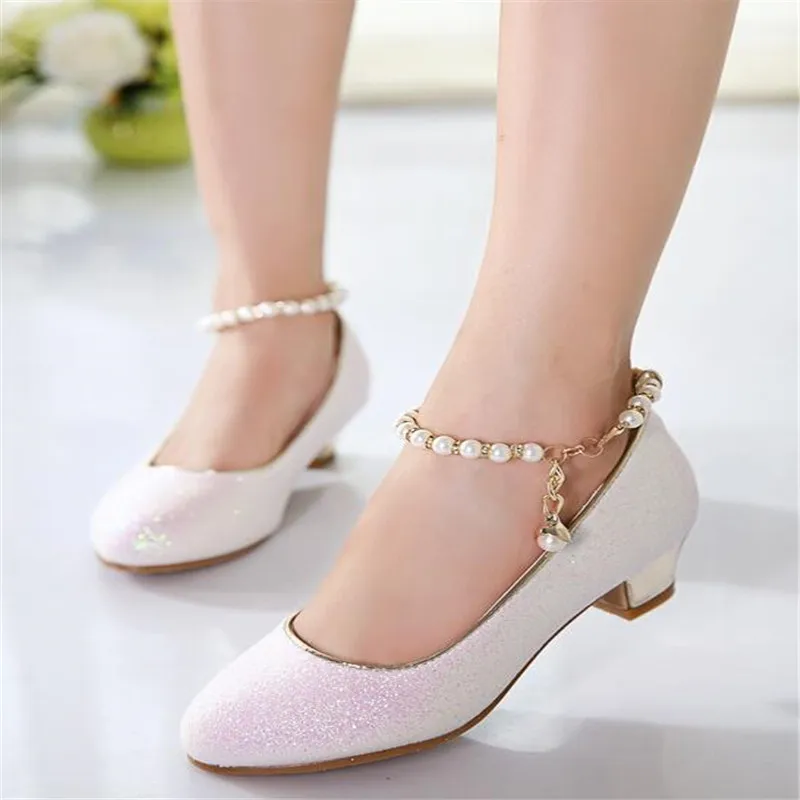 

Сандалии принцессы детские на высоком каблуке, модная обувь с блестками и бисером, вечернее платье для девочек, свадебные туфли для танцев