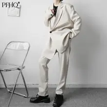 PFHQ 2021 New Fashion Solid Color Men's Flat Collar One Button Korean Office Lady Loose Suit Two-piece Autumn Winter 21A6302 (3)