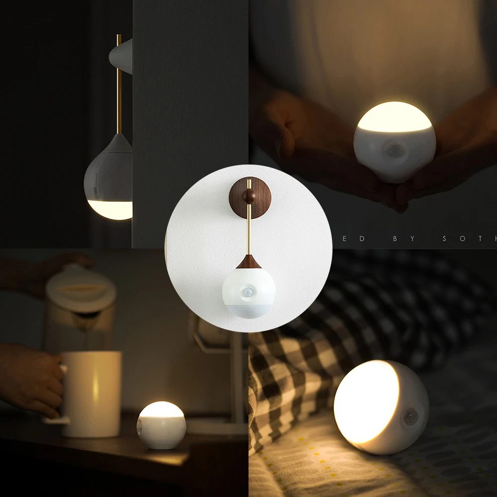 

bedroom light Wall Lamp Sensor LED Night Light Infrared Induction Motion Sensor LED Light USB Rechargeable Removable Night Lamp
