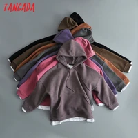 tangada women woolen hoodie sweatshirts inside lalambswool warm pocket 2020 winter oversize female patchwork hooded tops 7m1