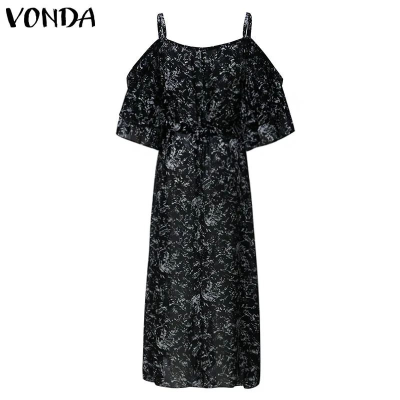 Женское богемное платье макси VONDA длинное без рукавов с открытой спиной и
