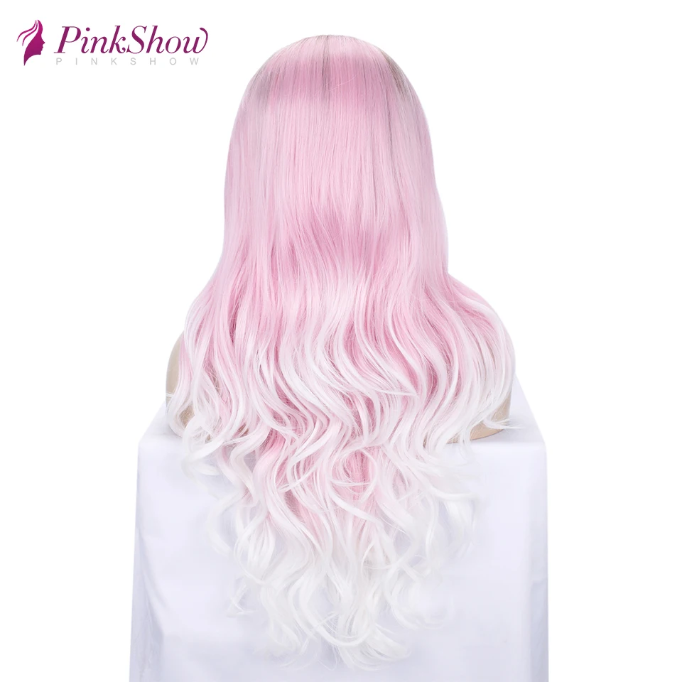 Розовые и белые парики Pinkshow для женщин длинные волнистые синтетические с