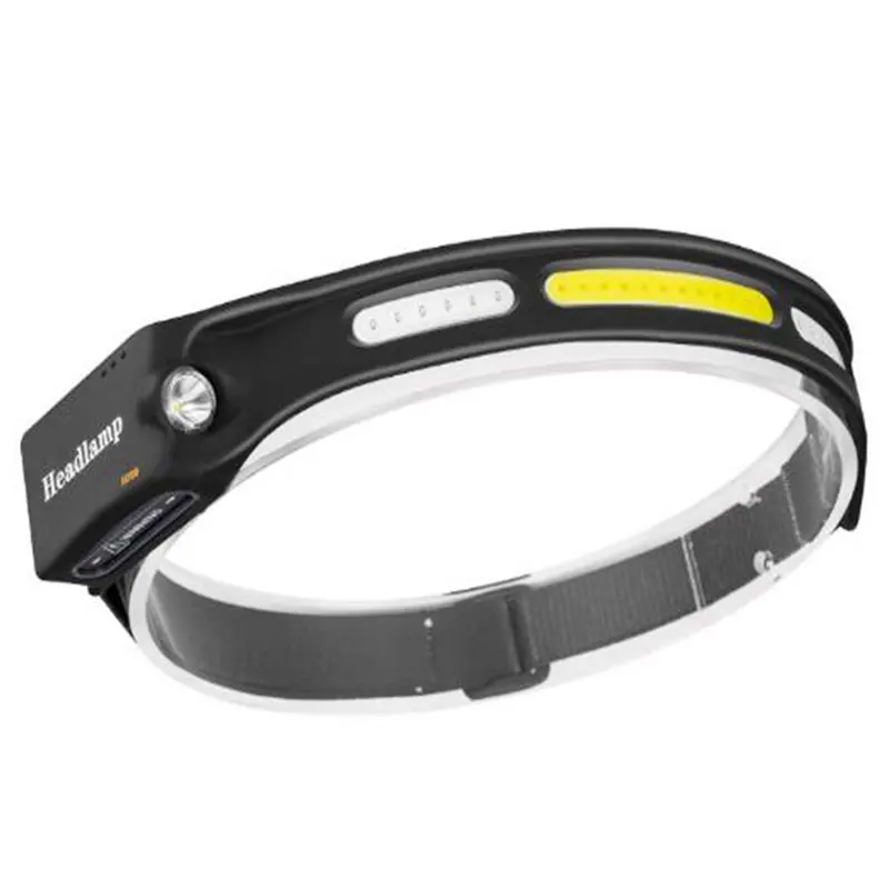 

GM LED Induction Headlamp COB Headlight Built-in Lithium Battery Rechargeable Portable 5 Modes Warning Head Torch