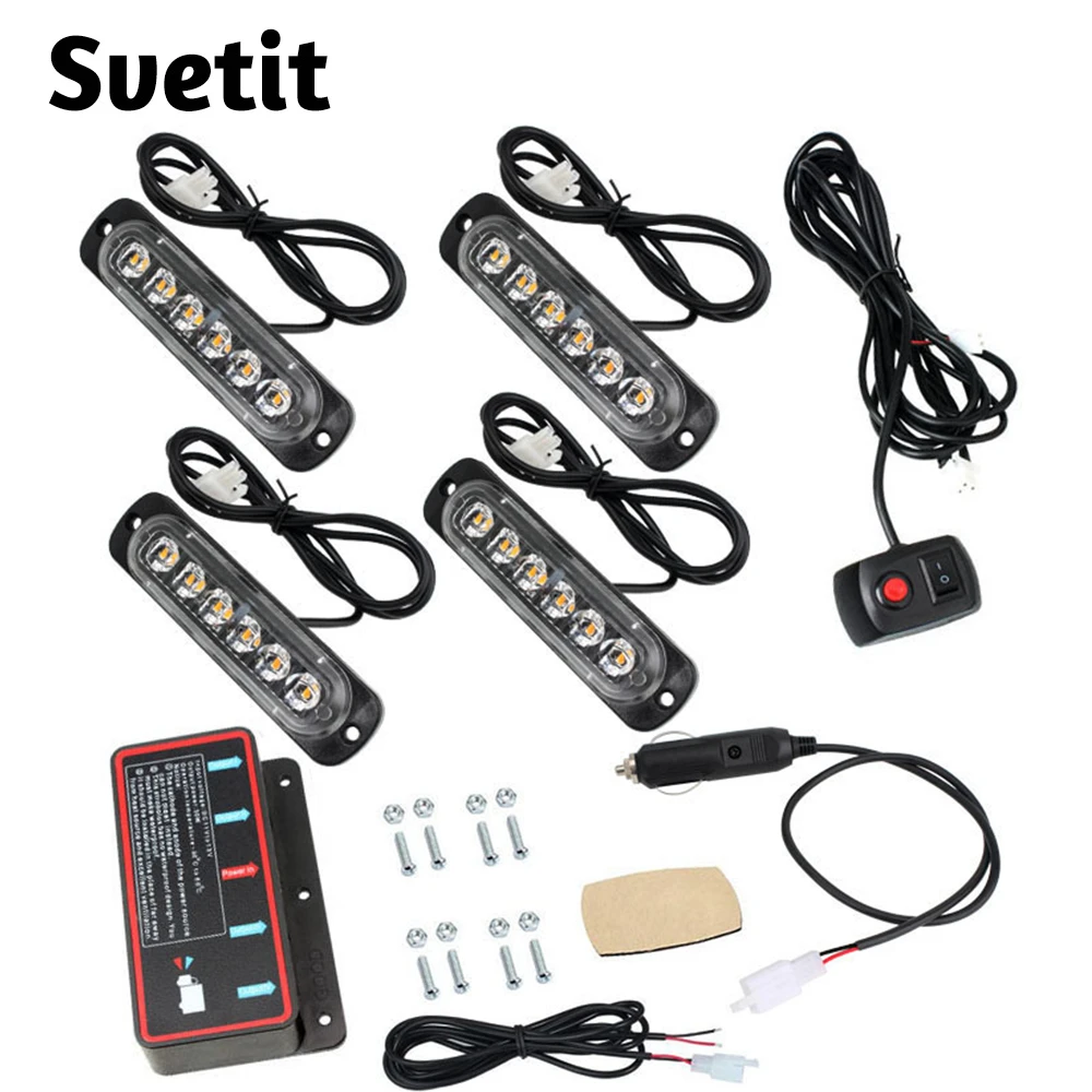 

1 Set Motorcycle Flashing Light LED Strobe Lights For Car 12V 24V Ambulance Flash Lamps Red Blue Police Lights