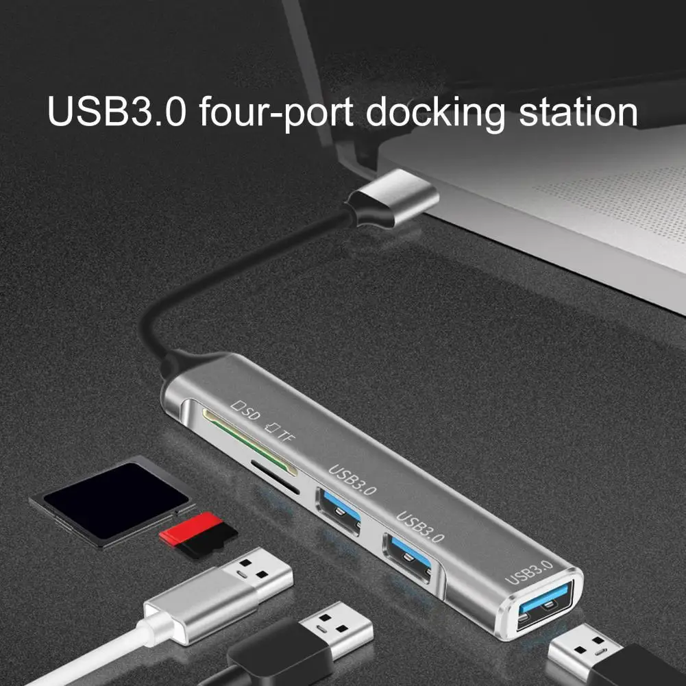 

Durable Cable Hub Plug Play Data Transmission USB3.0 Expansion Dock with SD/TF Slot for Laptop