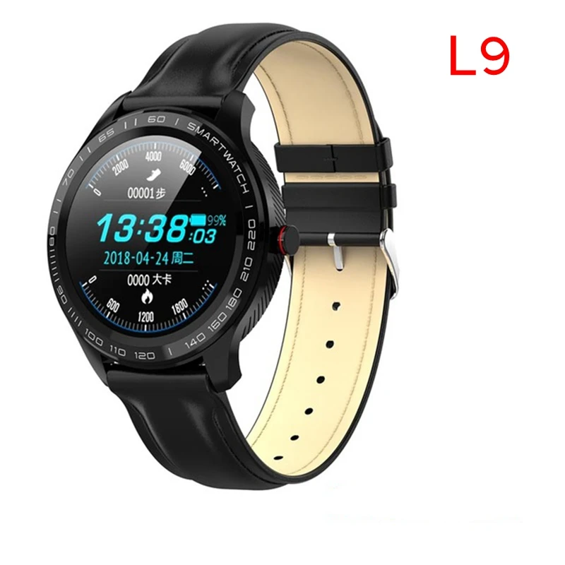 L9 black leather Новые L5 L8 L9 умные часы для мужчин IP68 водонепроницаемые Reloj Hombre с ЭКГ PPG кровяное давление сердечный ритм спортивные фитнес умные часы - Цвет: L9 black leather
