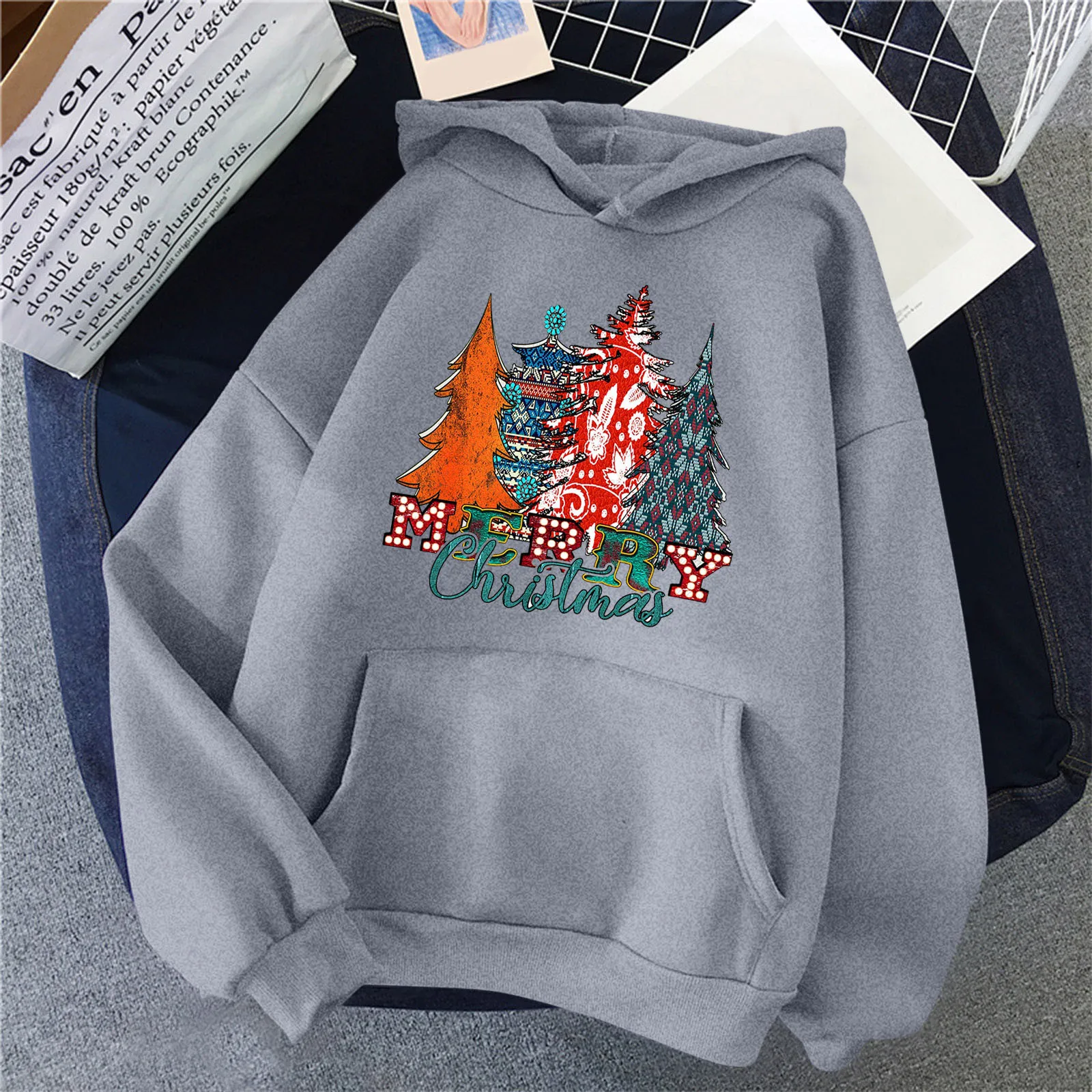 

New Super Dalian Hoodie Christmas Hooded Autumn Sweatshirt Tree Print Hoodie Long Sleeve Casual Pullover Women's Sweatshirt