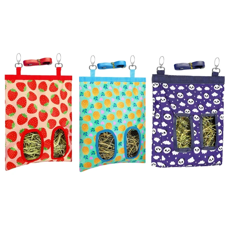 

2021 New Rabbit Hay Feeder Bag Hanging Feeding Sacks for bunny Bite Resistant