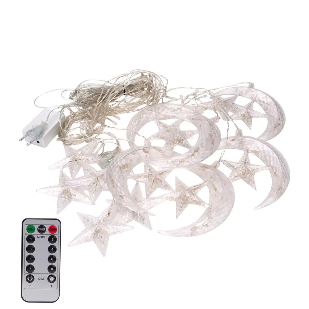 

5M Moon Star LED Lamp String Ins Christmas Lights Decoration Holiday Lights Remote Control Curtain Lamp Wedding LED Fairy Light