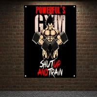powerfuls gymshutup and train muscular hunk tapestry wall art flag gym decor banners wall hanging inspirational workout poster