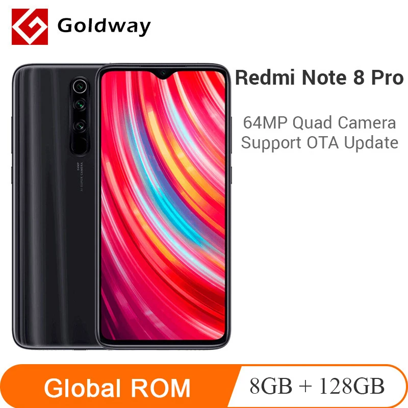 Xiaomi Redmi Note 8 Pro, 8 ГБ ОЗУ, 128 Гб ПЗУ, мобильный телефон, 64 мп, четырехъядерный процессор Helio G90T, четыре ядра, 6,53 дюйма, FHD+ экран, 4500 мАч