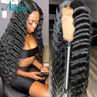 newa deep wave frontal wig pre plucked 13x6 lace front human hair wigs for black women transparent lace wig glueless closure wig
