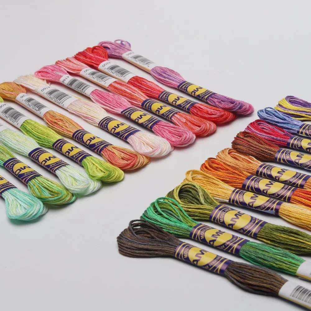 Мм разноцветная хлопковая вышивка нити 6 прядей 8 метров в перекосе Цветовая