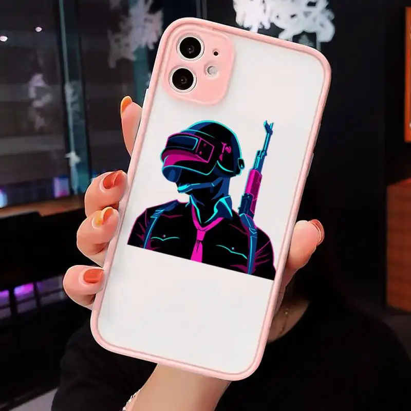

Hot PUBG Game fire gun Phone Case Matte Transparent for iPhone 7 8 11 12 s mini pro X XS XR MAX Plus cover funda