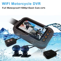 waterproof motorcycle dvr dual dash cam 1080p wifi front rear view motorcycle camera moto gps tracking