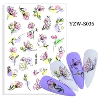 nail stickers sliders for nails for manicure decor nails set nail design sliders face image abstract flowers self adhesive words