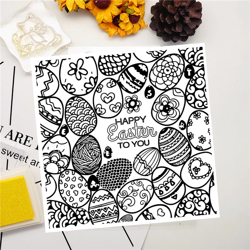 14x14 см Happy фотографический фон с пасхальными яйцами на прозрачный печать